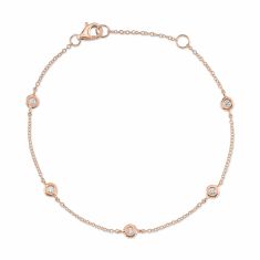 Shy Creation 1/8ctw Diamonds by the Yard 14k Rose Gold Bracelet 1