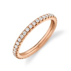 Shy Creation Round Diamond 14k Rose Gold 2.4mm Eternity Band 1