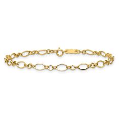14k Yellow Gold 3mm Oval and Round Link Chain Bracelet