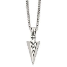 Stainless Steel Antiqued Dagger Pendant Necklace