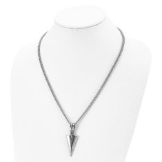 Stainless Steel Antiqued Dagger Pendant Necklace