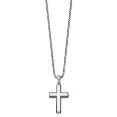 Black Ion-Plated Stainless Steel Cross Pendant Necklace