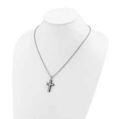 Black Ion-Plated Stainless Steel Cross Pendant Necklace