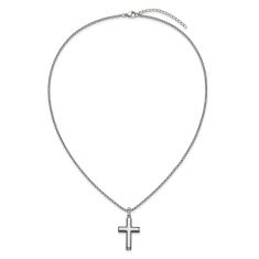 Black Ion-Plated Stainless Steel Cross Pendant Necklace