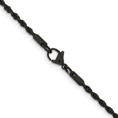Black Ion-Plated Stainless Steel 2.4mm Rope Chain Necklace