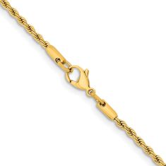 Yellow Ion-Plated Stainless Steel 2.4mm Rope Chain Necklace
