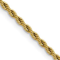 Yellow Ion-Plated Stainless Steel 2.4mm Rope Chain Necklace