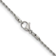 Stainless Steel 2.4mm Rope Chain Necklace