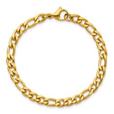 Yellow Ion-Plated Stainless Steel 5.3mm Figaro Chain Bracelet