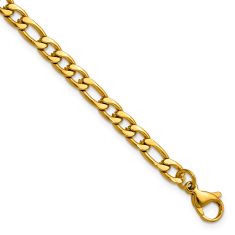 Yellow Ion-Plated Stainless Steel 5.3mm Figaro Chain Bracelet