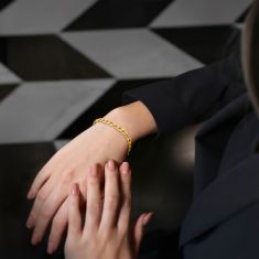 Yellow Ion-Plated Stainless Steel 5.3mm Figaro Chain Bracelet