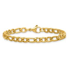 Yellow Ion-Plated Stainless Steel 5.3mm Figaro Chain Bracelet 1