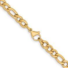 Yellow Ion-Plated Stainless Steel 5.3mm Figaro Chain Necklace