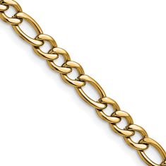 Yellow Ion-Plated Stainless Steel 5.3mm Figaro Chain Necklace