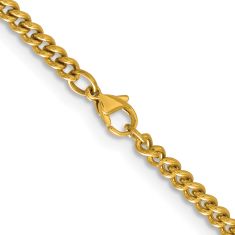 Stainless Steel Yellow Ion-Plated 4mm Round Curb Chain Necklace
