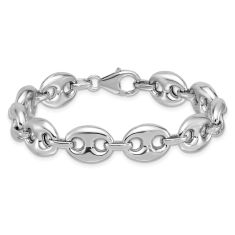 Sterling Silver 11.8mm Puffed Mariner Chain Bracelet 1