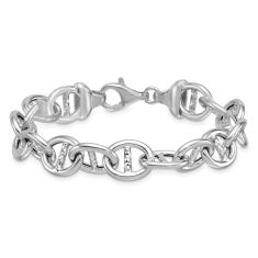 Sterling Silver 11.8mm Textured Anchor Link Chain Bracelet 1
