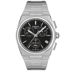 Tissot PRX Chrono Quartz Black Dial Stainless Steel Watch 41mm - T1374171105100 Tissot PRX Chrono Quartz Black Dial Stainless Steel Watch 41mm - T1374171105100