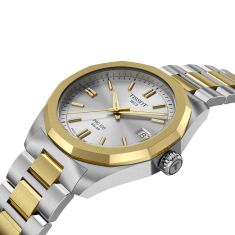 Tissot PRC 100 Solar Quartz Silver Dial Two-Tone Watch 34mm - T1518222203100