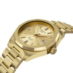 Tissot PRC 100 Solar Quartz Champagne Dial Gold-Tone Bracelet Watch 34mm - T1518223302100