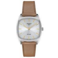 Tissot Stylist Square Face Silver-Tone Dial Brown Leather Strap Watch 32mm - T1599091603100