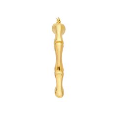 14k Yellow Gold Bamboo Hoop Earrings, 35mm
