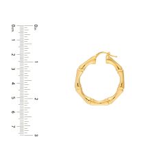 14k Yellow Gold Bamboo Hoop Earrings, 35mm