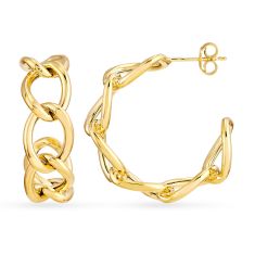 14k Yellow Gold Round Link Open Hoop Earrings, 20mm 1