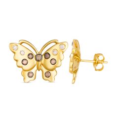 Le Vian® Desert Diamonds 1/3ctw Chocolate Ombré® Diamonds and Chocolate Diamonds® 14k Honey Gold™ Butterfly Stud Earringss