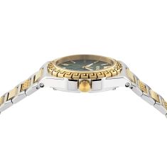 Versace Greca Reaction Green Guilloche Dial Two-Tone Bracelet Watch 38mm - VE0D00425