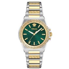 Versace Greca Reaction Green Guilloche Dial Two-Tone Bracelet Watch 38mm - VE0D00425