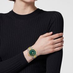 Versace Millenyium Green Sunray Dial Two-Tone Bracelet Watch 32mm - VE0E00425