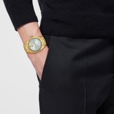 Versace Millenyium Silver Sunray Dial IP Yellow Gold Bracelet Watch 40mm - VE0G00625