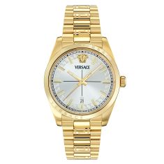 Versace Millenyium Silver Sunray Dial IP Yellow Gold Bracelet Watch 40mm - VE0G00625