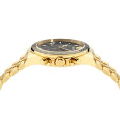 Versace Greca Chrono Black Sunray Dial IP Yellow Gold Bracelet Watch 43mm - VE0H00525