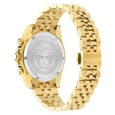 Versace Greca Chrono Black Sunray Dial IP Yellow Gold Bracelet Watch 43mm - VE0H00525