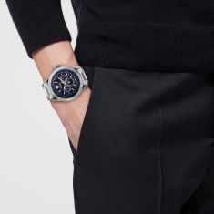 Versace V-Galaxy Moonphase Blue Stone Dial Stainless Steel Bracelet Watch 43mm - VE0K00125