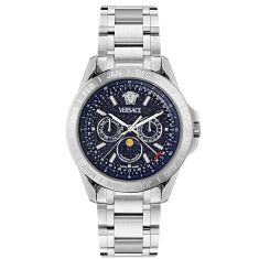 Versace V-Galaxy Moonphase Blue Stone Dial Stainless Steel Bracelet Watch 43mm - VE0K00125