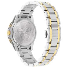 Versace V-Galaxy Moonphase White Guilloche Dial Two-Tone Bracelet Watch 43mm - VE0K00225