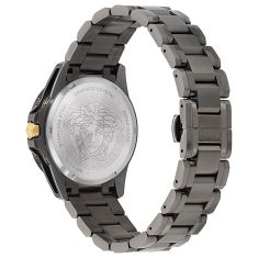 Versace V-Galaxy Moonphase Black Stone Dial IP Gunmetal Bracelet Watch 43mm - VE0K00525