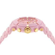 Versace Real Active Chrono Pink Ecoceramic Case Pink Dial Bio TPU Strap Watch 45mm - VE0L00425
