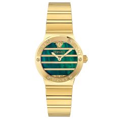 Versace Greca Logo Green Mother of Pear Dial Yellow Gold IP Stainless Steel Watch 33mm - VE0S00425