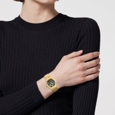 Versace Greca Logo Black Mother of Pear Dial Yellow Gold IP Stainless Steel Watch 33mm - VE0S00525