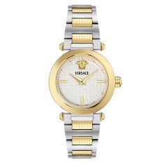 Versace Greek Silver Guilloche Dial Two-Tone Bracelet Watch 35mm - VE5B00325