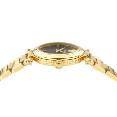 Versace Greek Black Guilloche Dial IP Yellow Gold Bracelet Watch 35mm - VE5B00625