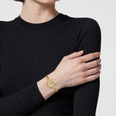 Versace Medusa Eclipse White Guilloche Dial IP Yellow Gold Bangle Bracelet Watch 28mm - VE5F00226