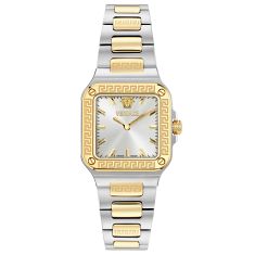 Versace Greca Edge White Sunray Dial IP Two-Tone Watch 30mm - VE5G00226