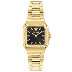 Versace Greca Edge Black Sunray Dial IP Yellow Gold Stainless Steel Watch 30mm - VE5G00626