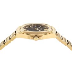 Versace Greca Pulse Black Guilloche Dial IP Yellow Gold Stainless Steel Watch 36mm - VE5H00626