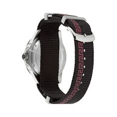 Versace Greca Force Black Matte Dial Black Fabric Strap Watch 42mm - VE5J00126